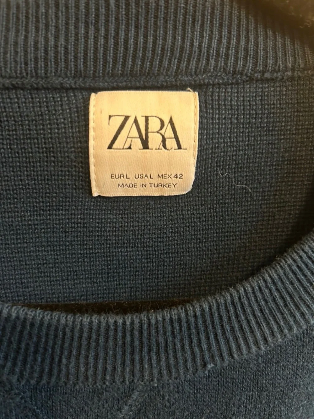 Zara Men's Teal Crew Neck Pullover Sweater | Lightweight Knit | Size L